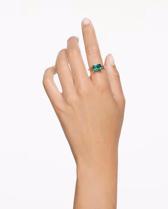 Produktbild Swarovski Matrix Cocktail Ring Rechteckschliff Grün Gold (55)