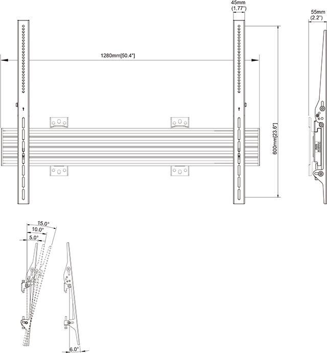 Actual product image Multibrackets Wall bracket tiltable, 65"-120", VESA100x100 - (Wall, 120", 70 kg)
