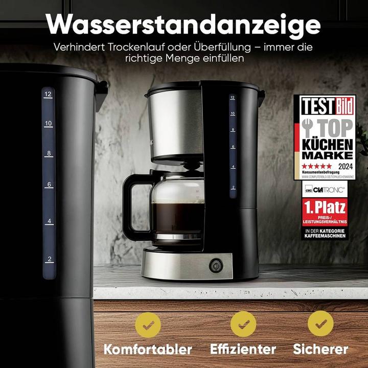 Produktbild Clatronic KA 3808 Kaffeemaschine Edelstahl Fassungsvermögen Tassen=12 Warmhalte (EU-Stecker)