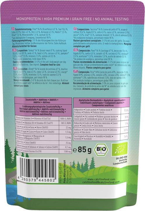 Produktbild Catz Finefood Bio No.511 Truthahn (Adult, 1 Stk., 85 g)