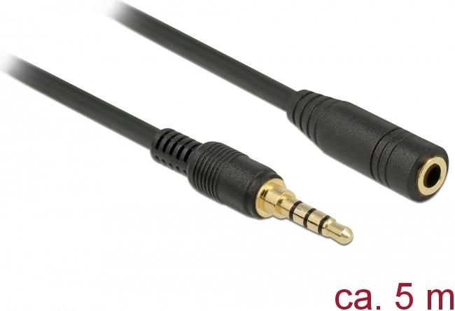 Produktbild Delock Klinkenverlängerungskabel 4 Pin Stecker zu Buchse (5 m, 3.5mm Klinke (AUX))
