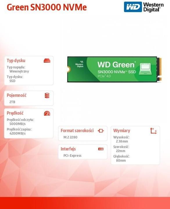 Actual product image WD Green SN3000 (2000 GB, M.2 2280)