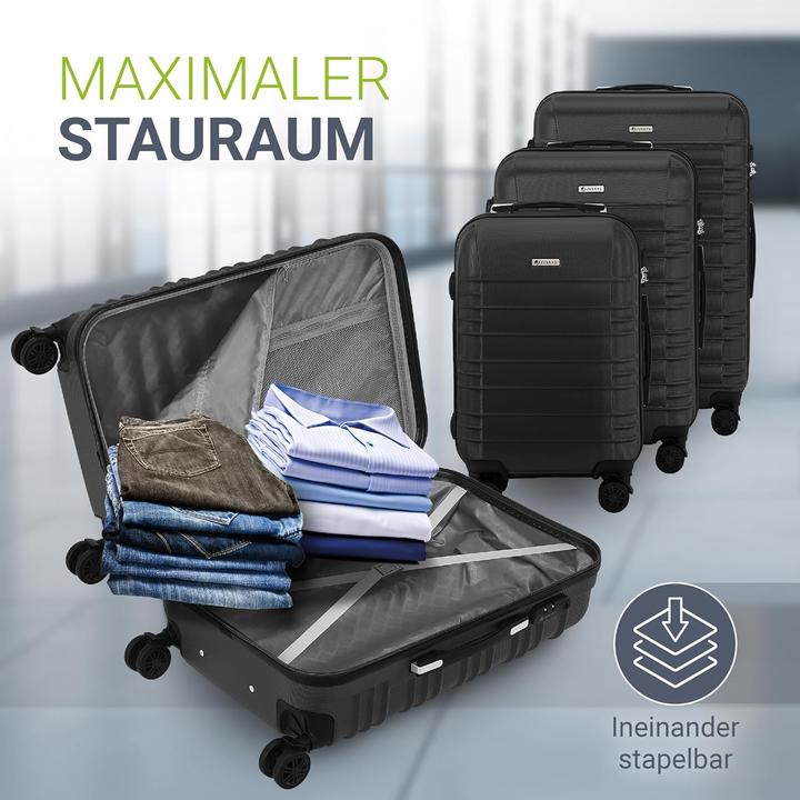 Image du produit Juskys 3-teiliges Hartschalenkoffer-Set mit 360° Rollen (120 l, M (50 - 90l), XL (à partir de 115l))