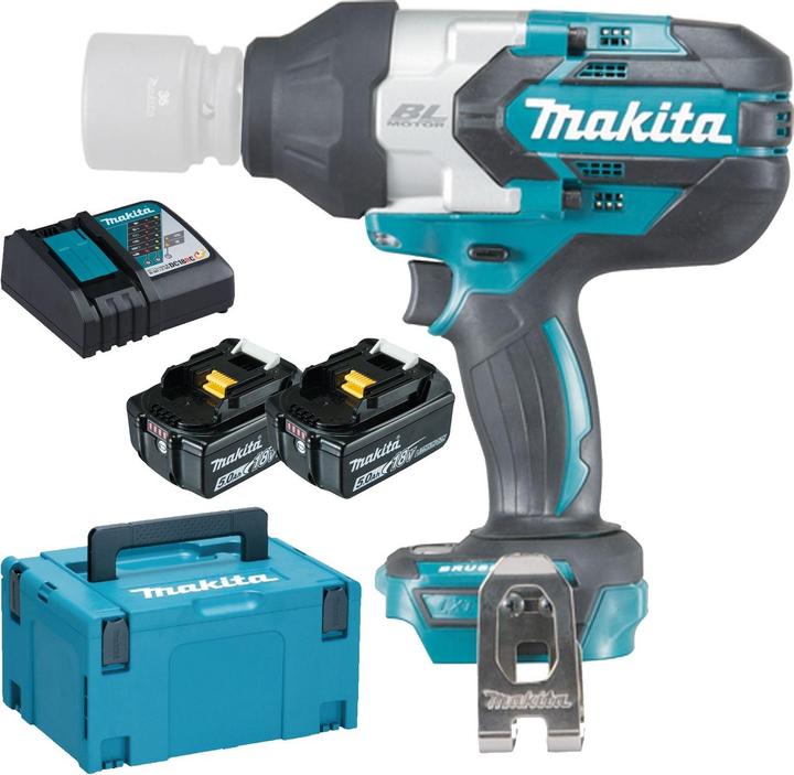 Actual product image Makita DTW1002RTJ Cordless impact wrench 18V, 2x5.0Ah Li-Ion, 1000 Nm, 1 (Rechargeable battery operated)