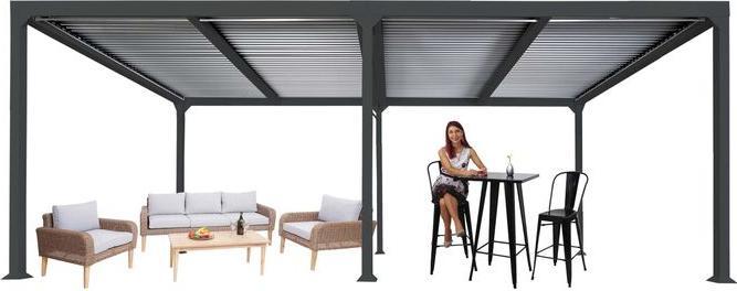 Actual product image Mendler Aluminium pergola HWC-L41, slatted pavilion, sturdy 8cm metal frame 3x6m - anthracite (300 cm, 306 cm)