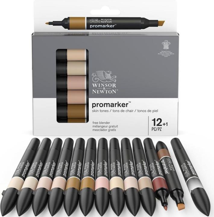 Produktbild Winsor & Newton Promarker skintones set 12+1pcs (Schwarz, 13 x)