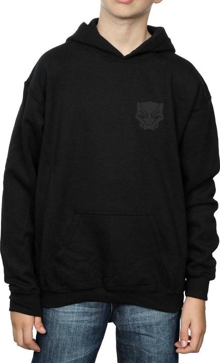 Actual product image Boys Black Panther Black On Black Chest Print Hoodie (140, 146)