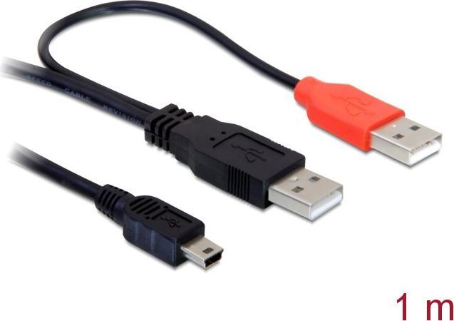 Image du produit Delock 2x USB2.0 - A - USB mini 5 broches (1 m, USB 2.0)