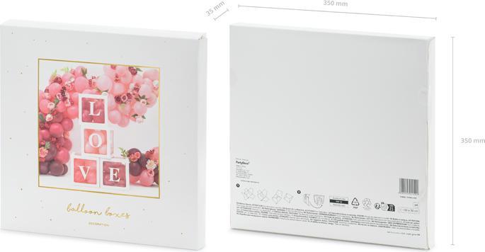 Actual product image Partydeco Balloon boxes LOVE, 30x30 cm, white (1 pkt / 4 pc.)