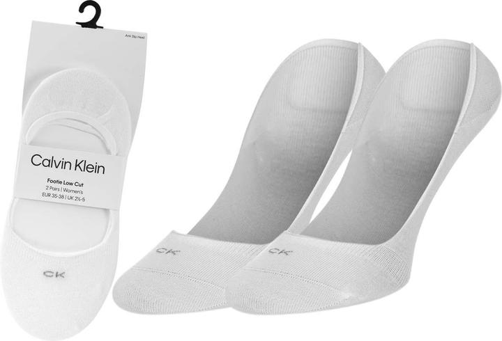 Produktbild Calvin Klein Womens Logo Women's Liner Socks 2 Pack Footie, White, 39/42 (39 - 42)