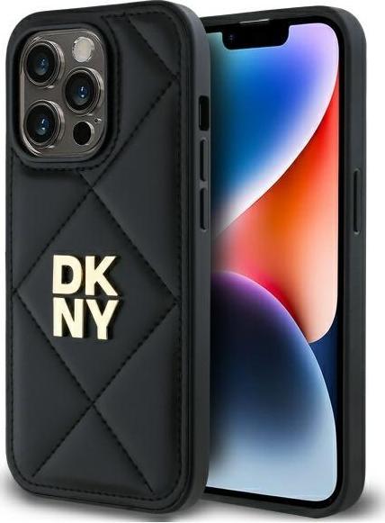 Actual product image DKNY DKHCP14LPQDSLK iPhone 14 Pro 6.1" czarny/black Quilted Stack Logo (Apple iPhone 14 Pro)