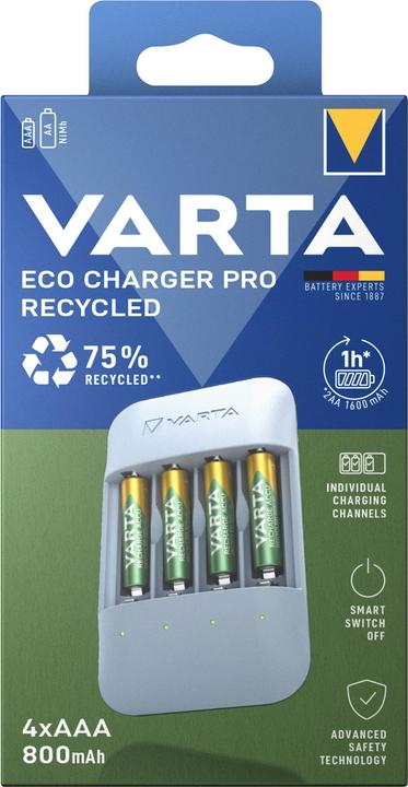Immagine prodotto Varta Eco Charger Pro Recycled (1 pz., AAA, 800 mAh, Batteria + Caricabatterie)