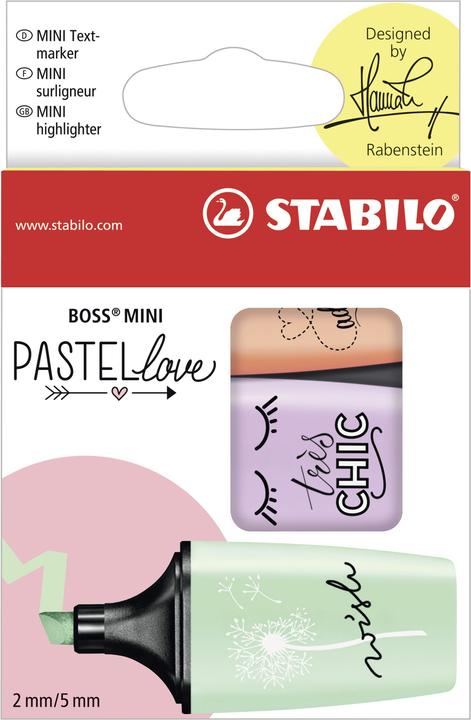 STABILO BOSS MINI Pastellove Textmarker (Grün, Lila, Orange, 5 mm, 3 x)