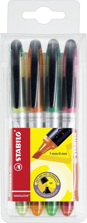 Actual product image STABILO NAVIGATOR highlighter (Orange, Yellow, Green, Pink, 4 mm, 4 x)