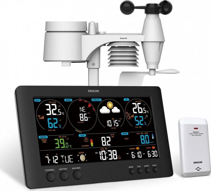 Sencor Professionelle METEO WiFi-Station SWS 12500 mit LCD-Display, 21,4 cm Farbe