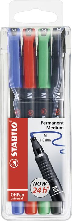 STABILO OHPen universal Folienstift permanent (Schwarz, Rot, Grün, Blau, 1 mm, 4 x)