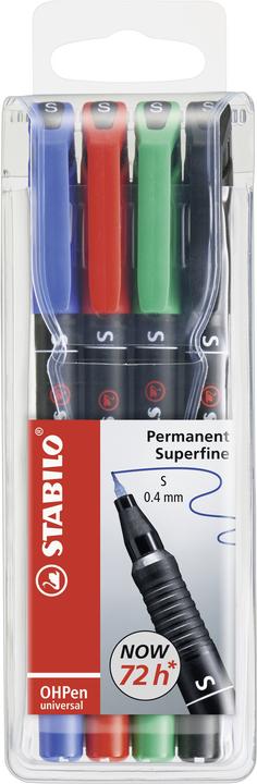 Produktbild STABILO OHPen universal Folienstift permanent (Grün, Blau, Schwarz, Rot, 0.40 mm, 4 x)