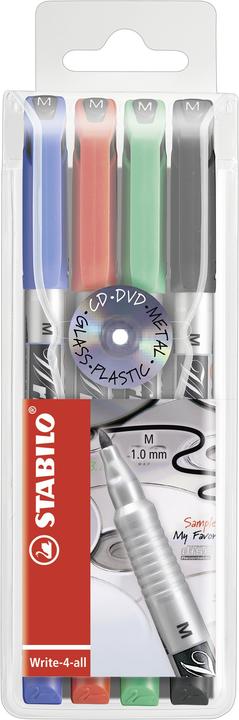 Actual product image STABILO Write-4-all permanent marker (Red, Blue, Black, Green, 1 mm, 4 x)