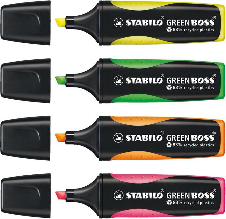 Image du produit STABILO Surligneur GREEN BOSS (Orange, Jaune, Vert, Pink, 5 mm, 4 x)