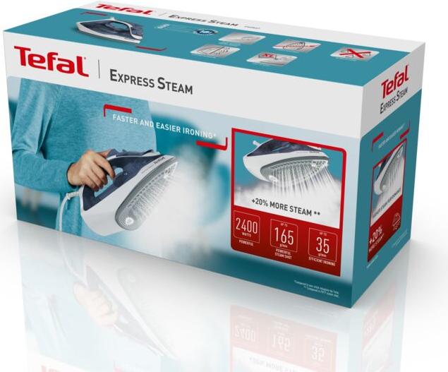 Actual product image Tefal Express Steam FV2837E0 Iron Dry & Steam Iron Cerilium Sole (2400 W, 165 g/min)