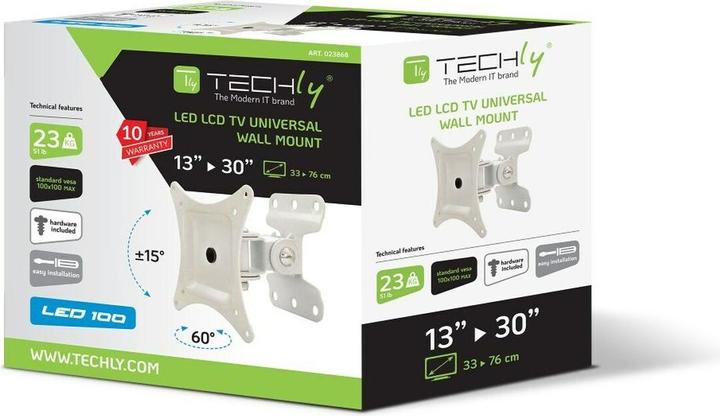 Immagine prodotto Techly Supporto a parete per LCD LED 13-30" Full Motion White" ICA-LCD 201WH (Muro, 30", 23 kg)