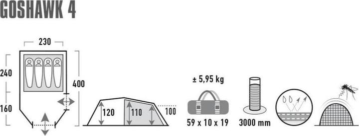 Actual product image High Peak Goshawk 4 (Tunnel tent, 5.95 kg, 4 persons)