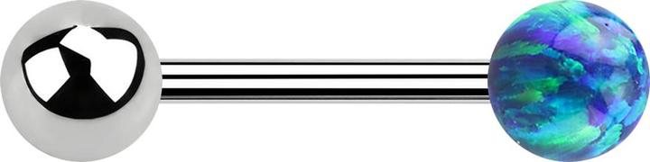Actual product image Star Piercing Barbell silver with ball and ball opal blue (Surgical steel 316L, without brass)