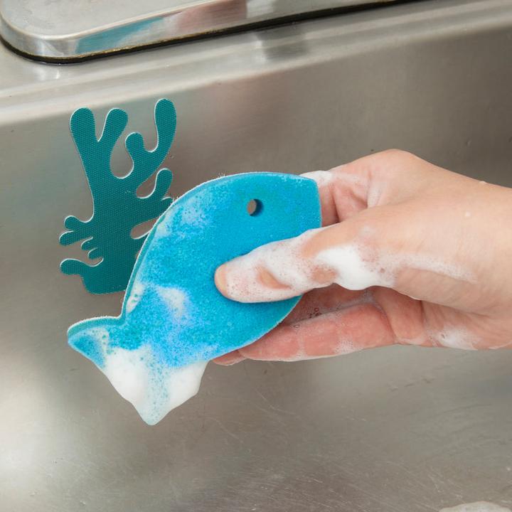 Actual product image Kikkerland Sink Sponge And Holder Fish
