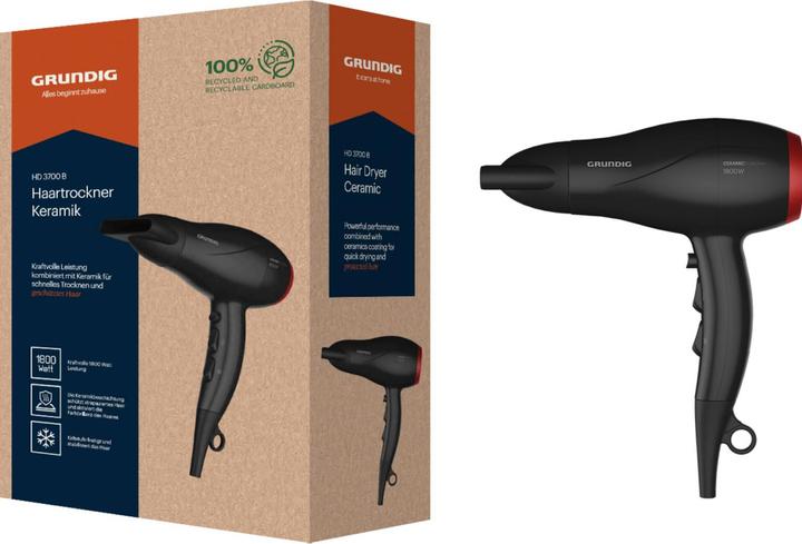 Image du produit Grundig HD 3700 B sèche-cheveux 1800 W, sèche-cheveux, 3 réglages de température et 2 réglages de débit