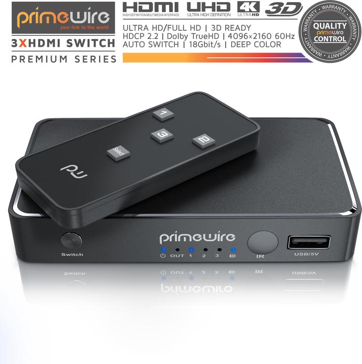 Actual product image Primewire 4K HDMI Switch with Remote Control