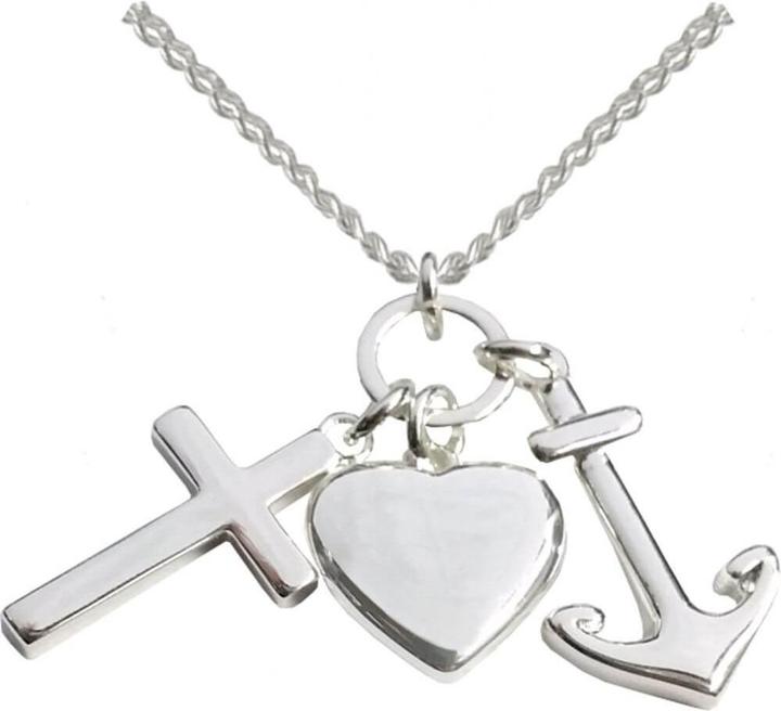 Actual product image Necklace with cross, heart and anchor pendant (silver plated) (Brass)