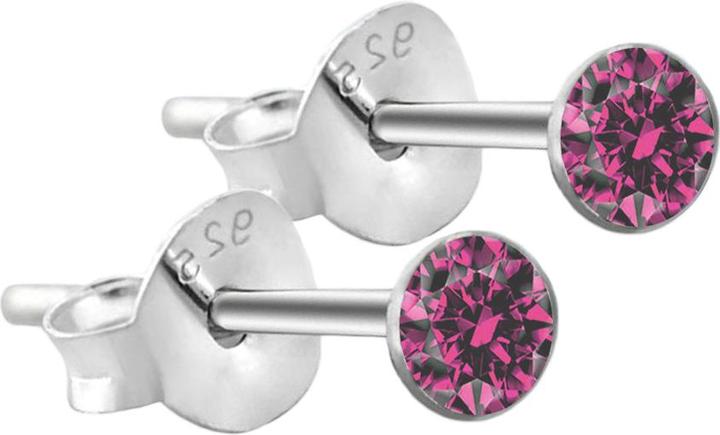 Image du produit Star Piercing Clou d'oreille rond en argent sterling 925 avec cristal rose (Argent sterling 925, sans laiton)
