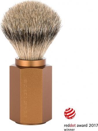 Actual product image Mühle HEXAGON shaving brush silver tip bronze (Shaving brush)