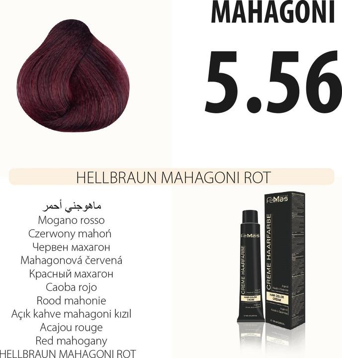 Produktbild FemMas 5.56) Haarfarbe Hellbraun Mahagonı Rot 100ml (Hellbraun Mahagonı Rot 100ml)