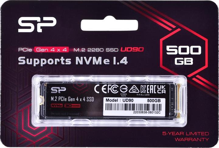 Produktbild Silicon Power M.2 2280 PCIe 500GB SSD UD90 Gen4x4 NVMe 4500/1950 MB/s (500 GB, M.2 2280)