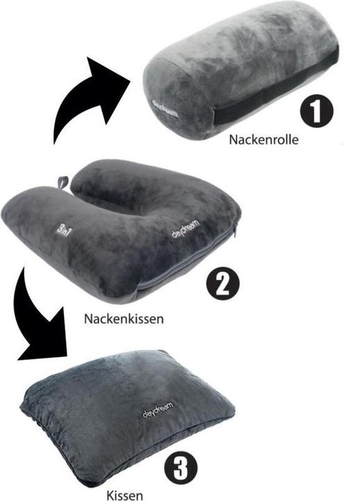 Produktbild Daydream Nackenkissen 3in1 grau (31 x 25 x 11 cm)