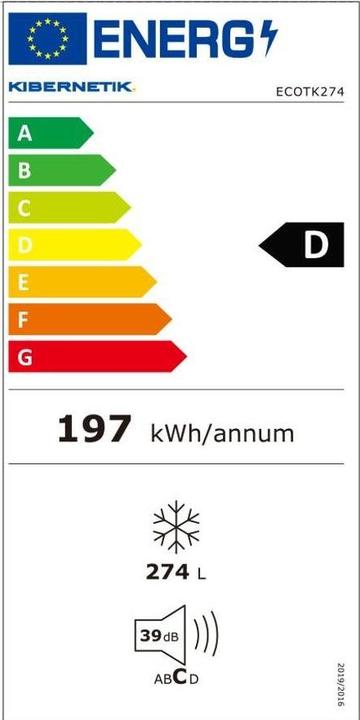 Label énergétique Kibernetik ECOTK274 (Autonome, 274 l)