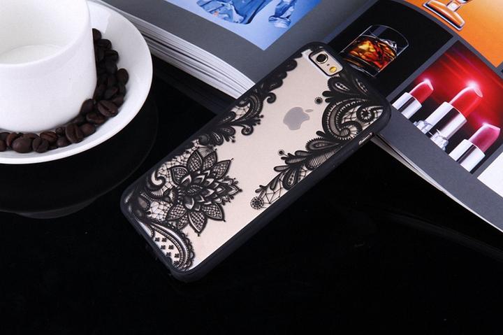 Actual product image König Design Apple iPhone 6s Plus Mobile Cover Mandala Case Protective Cover Motif Flower Black (Apple iPhone 6 Plus)