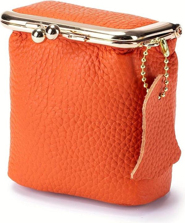 Only-Bags.Store Vintage Echtleder Mini Handtasche Organizer mit sicheren Kiss Lock - geräumige Geldbörse