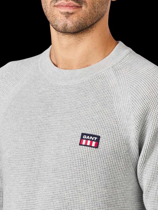 Actual product image GANT Waffle Rib Pullover Crew Neck light grey melange (M)