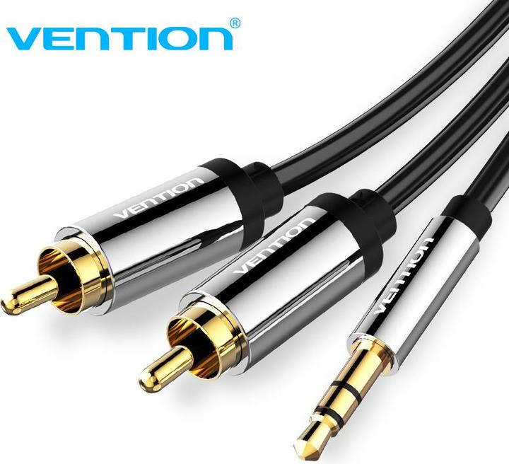 Produktbild Vention 2xRCA cable (Cinch) jack to 3.5mm BCFBJ 5m (black) (5 m, Cinch)