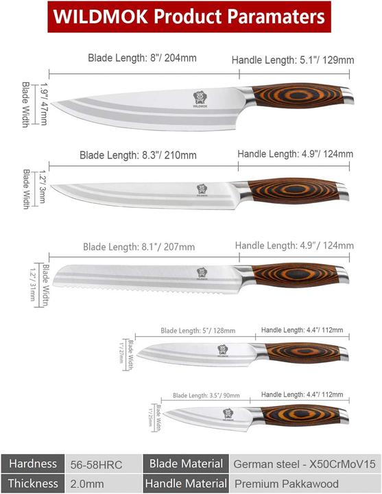 Produktbild Wildmok 5-teiliges Küchenmesser-Set (21 cm)