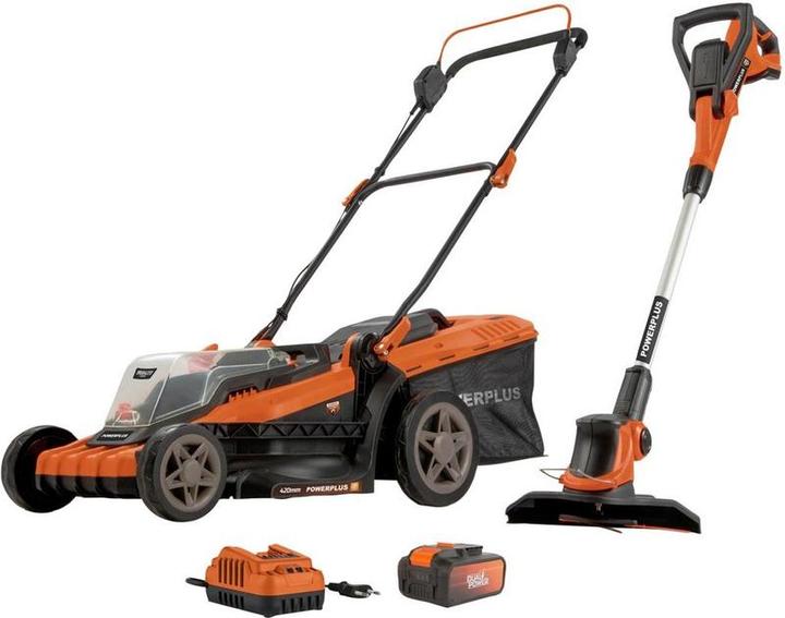 Produktbild Powerplus Dual Power Battery Lawn Mäher und Gras Trimmer PowDPG75622 - Rasenmäher mit 2* 20 V und 42 (Akkubetrieb)