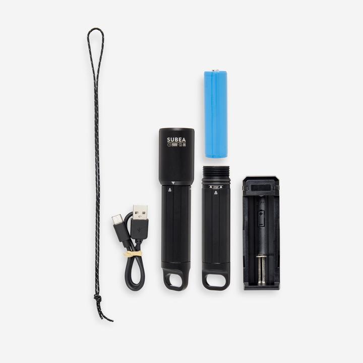 Image du produit Subea Lampe de plongée 1 000 lumens noire