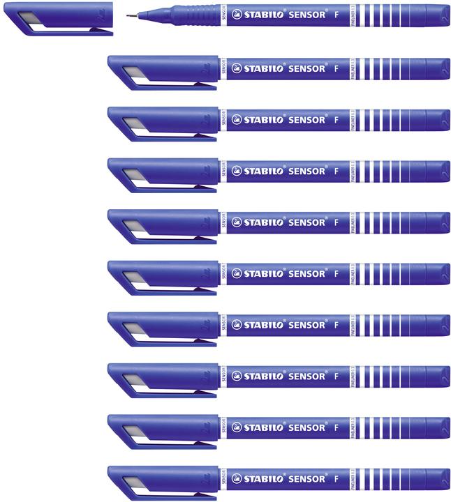 Actual product image STABILO Fineliner Sensor, line width 0.3 or 0.7 mm, 4 colors to choose from, 10 pieces (Blue, 10 x)