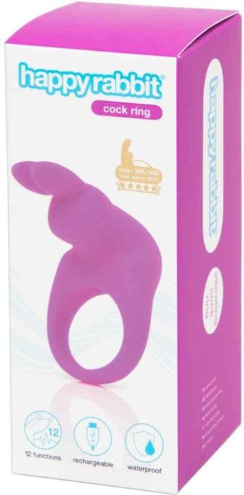 Actual product image Happy Rabbit Rechargeable Vibrating Rabbit Cock Ring Purple (3 cm)