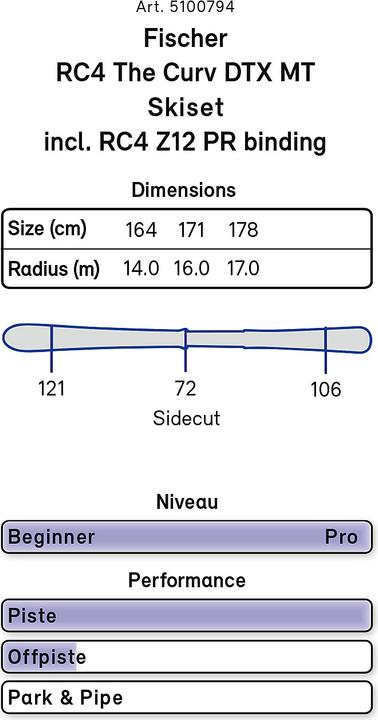 Produktbild Fischer Sports RC4 The Curv DTX Ski Set 20/21 (164 cm, Mit Bindung)