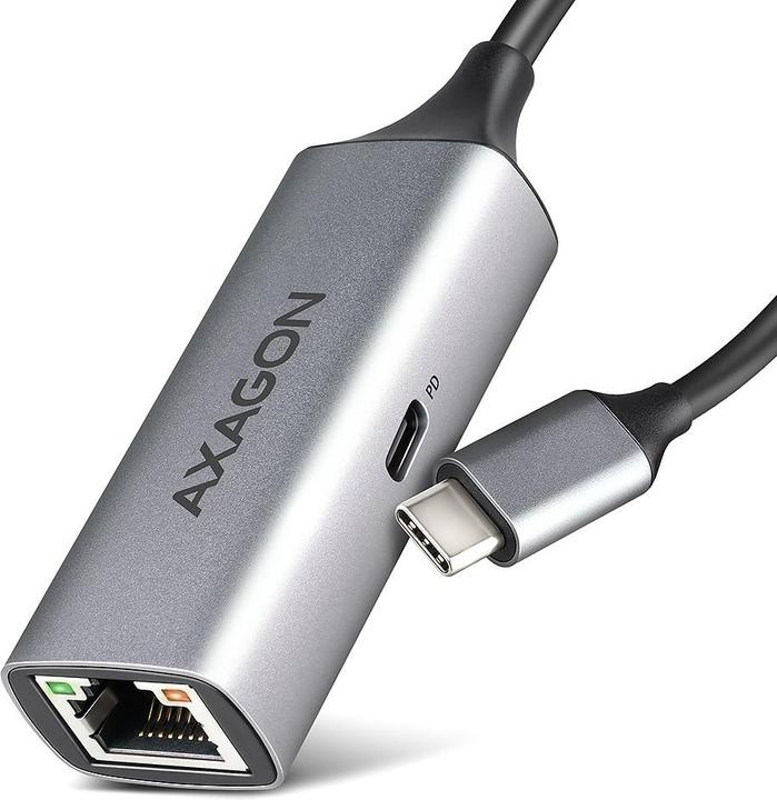 Produktbild Axagon ADE-TXPD, USB-C 3.2 Gen 1 - Gigabit Ethernet síťová karta, Asix AX88179, PD, auto instal (USB-C, RJ45 (1x))