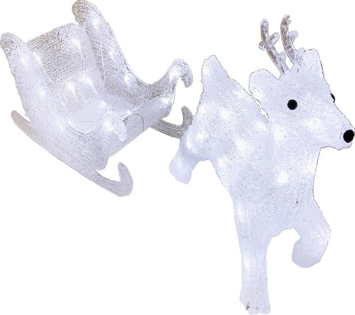 Produktbild Inda-Exclusiv Acryl Rentier Schlitten 80 LED Weihnachtsbeleuchtung Aussenbeleuchtung