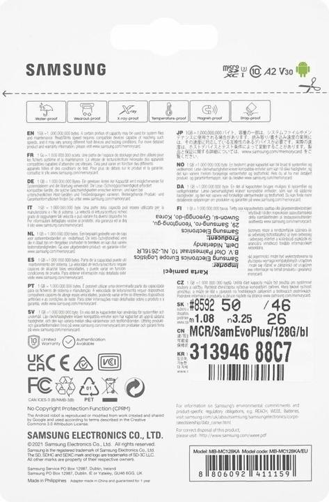 Actual product image Samsung EVO Plus (128 GB, microSDXC, U3, UHS-I)